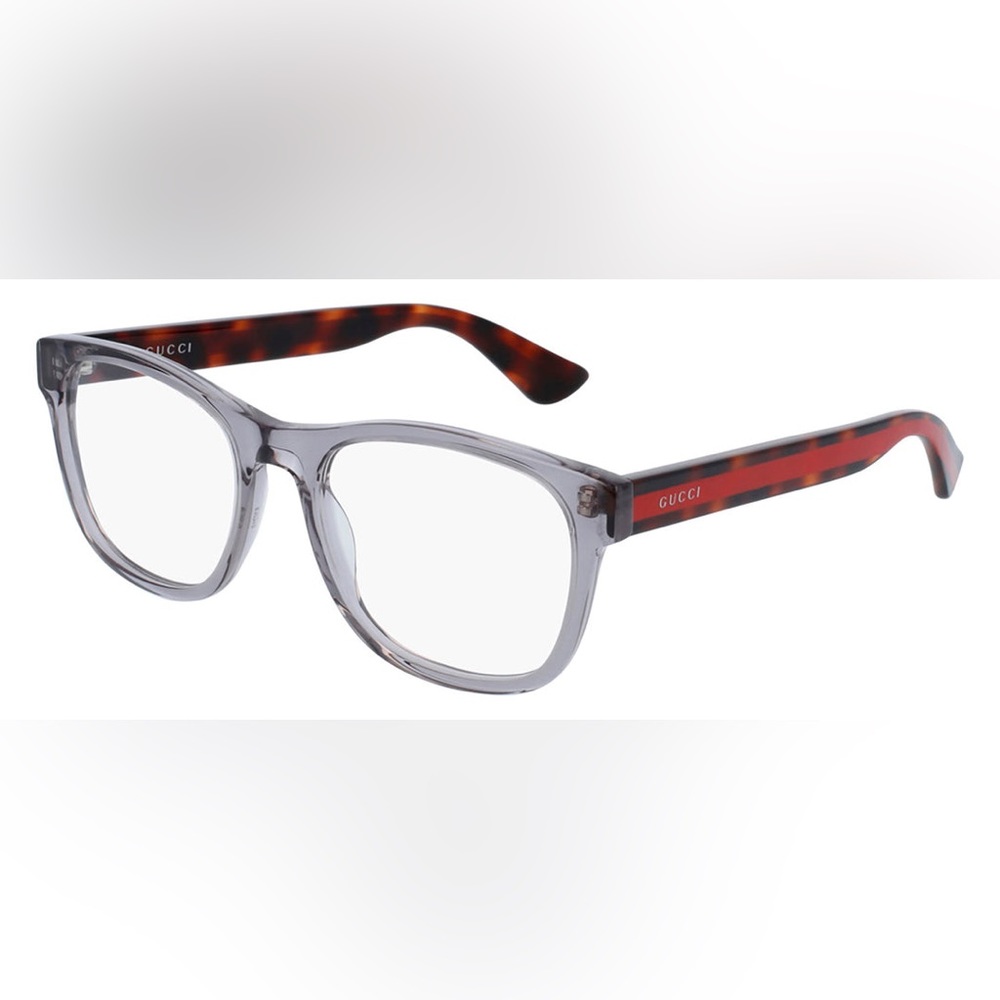 Gucci GG 0004ON 004 Transparent Grey Plastic Rectangle Eyeglasses 53mm